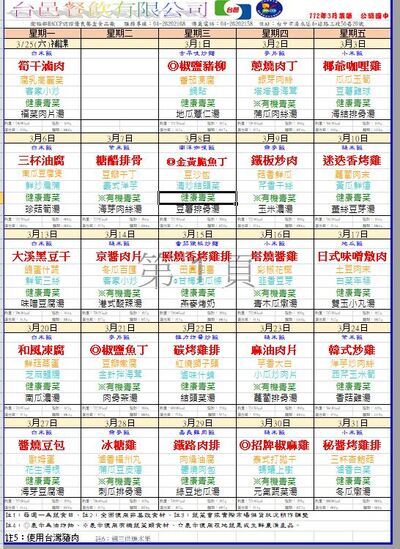 112年3月份學生午餐菜單